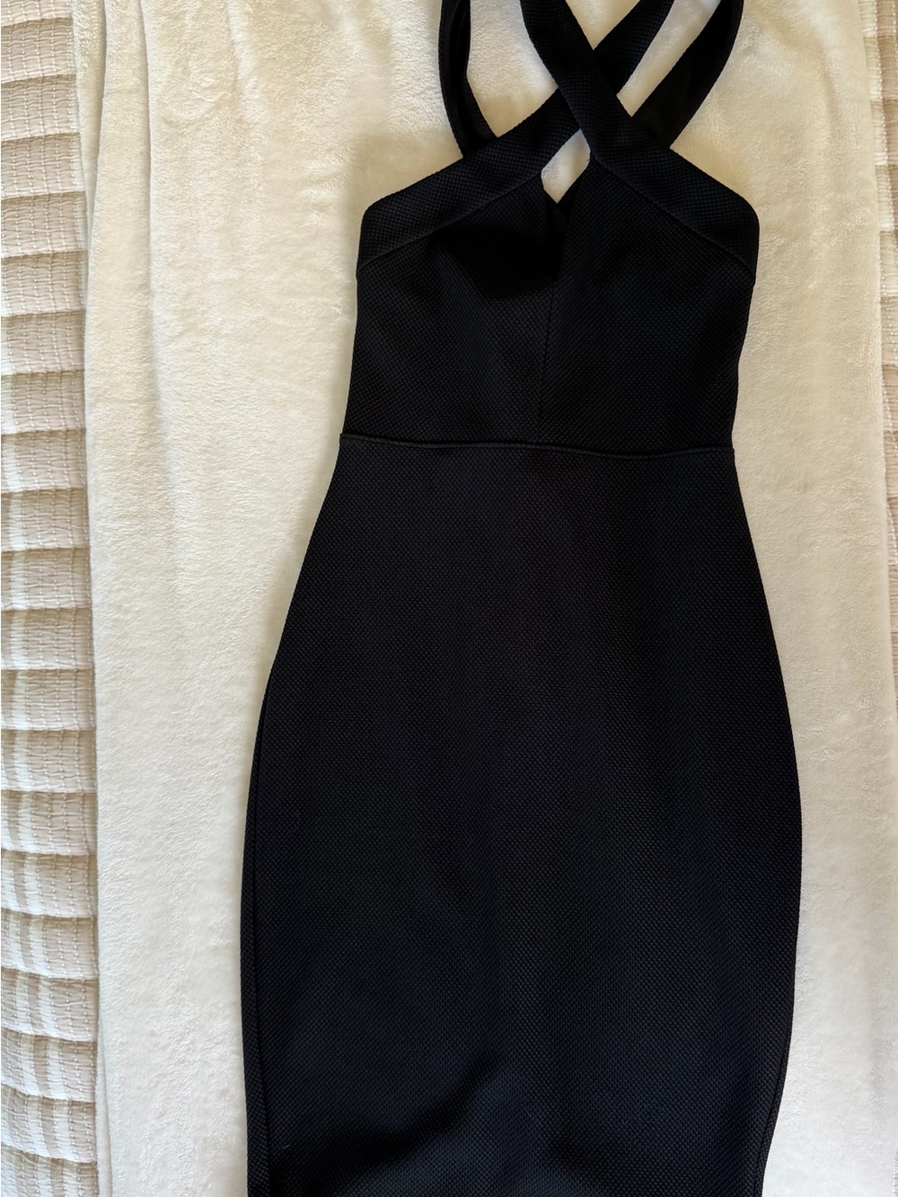 Express Black One-Shoulder Cross-Strap Bodycon Dress